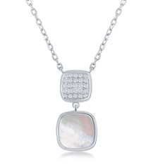 Sterling Silver CZ and Mother of Pearl Necklace