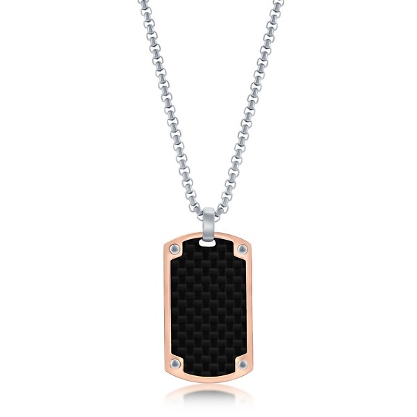 Stainless Steel and Carbon Fiber Tag Necklace