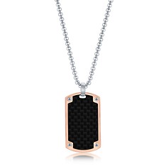Stainless Steel and Carbon Fiber Tag Necklace