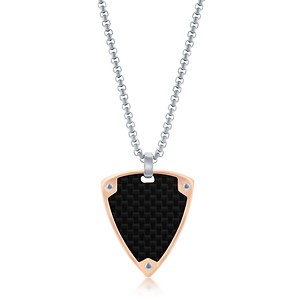 Stainless Steel and Carbon Fiber Triangle Necklace