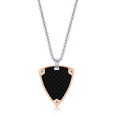 Stainless Steel and Carbon Fiber Triangle Necklace