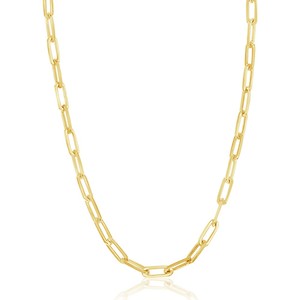 Sterling Silver Yellow Plated Paperclip Necklace