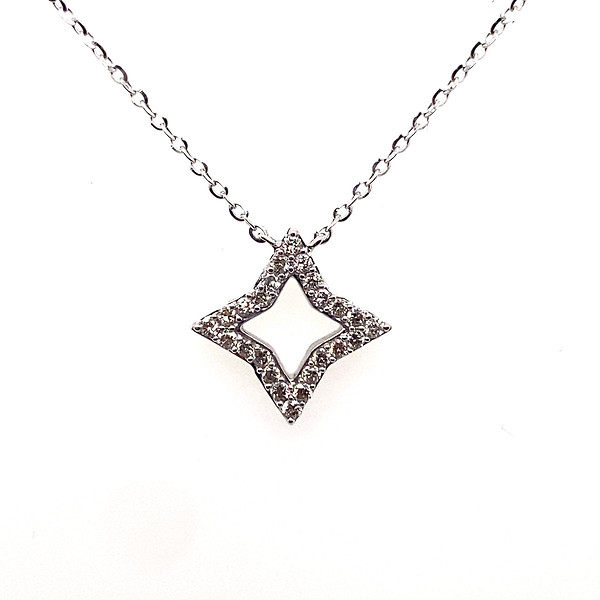 14k White Gold Open Star Pendant