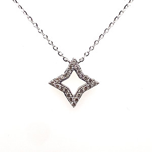 14k White Gold Open Star Pendant