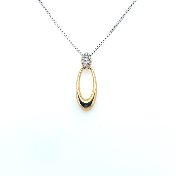 Sterling Silver Two-Tone Open Oval Pendant