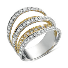 Two-Tone 5 Row Diamond Ring