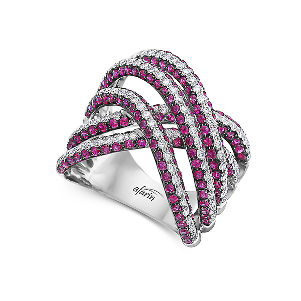 Ruby and Diamond Multi-Strand Ring