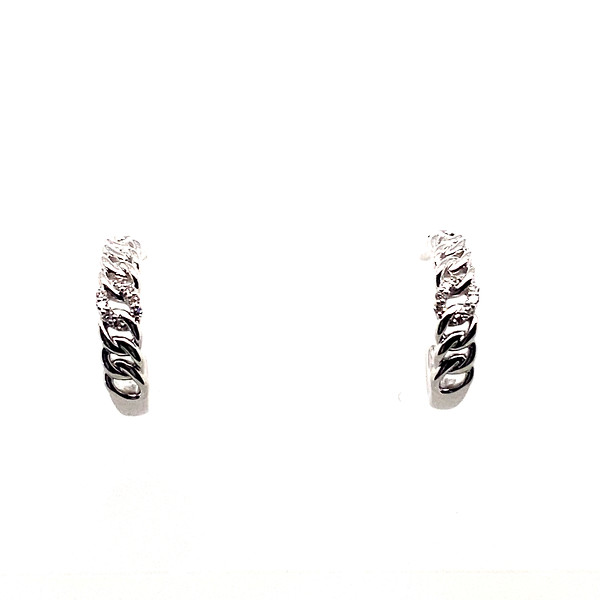 Sterling Silver Diamond Hoops