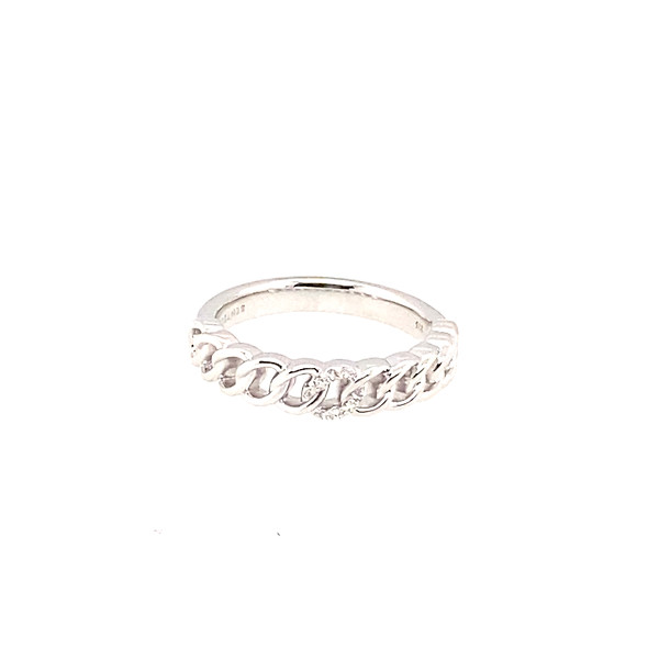 Chain Style Diamond Sterling Silver Ring