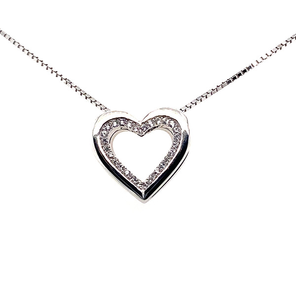 White Sapphire Open Heart Necklace