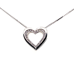 White Sapphire Open Heart Necklace