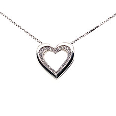 White Sapphire Open Heart Necklace
