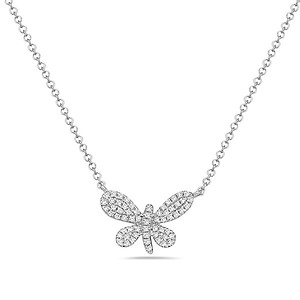 Pave' Dimaond Butterfly Necklace