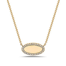 Oval Diamond Disc Necklace