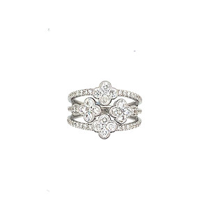 3 Row Diamond Clover Ring