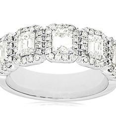 Emerald Cut Diamond Halo Band