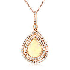 Opal and Diamond Double Halo Pendant