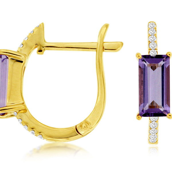 Amethyst and Diamond Hoop Earrings