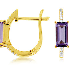 Amethyst and Diamond Hoop Earrings
