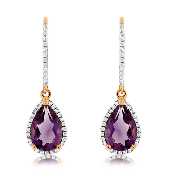 Amethyst and Diamond Dangle Earrings