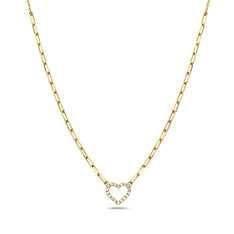 Paperclip Link Diamond Heart Necklace