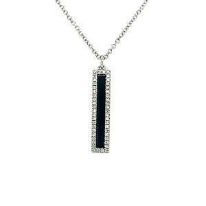 Black Onyx and Diamond Bar Pendant