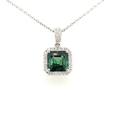 Green Tourmaline and Diamond Pendant