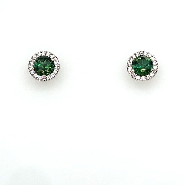 Green Tourmaline and Diamond Earrings