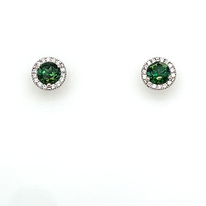 Green Tourmaline and Diamond Earrings