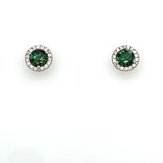 Green Tourmaline and Diamond Earrings