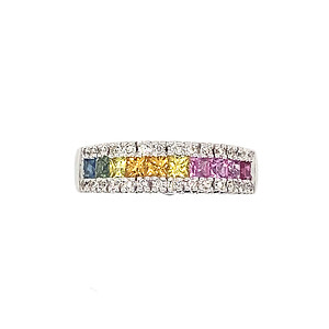 Rainbow Sapphire and Diamond Ring