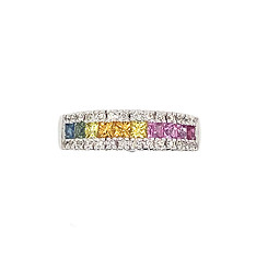 Rainbow Sapphire and Diamond Ring