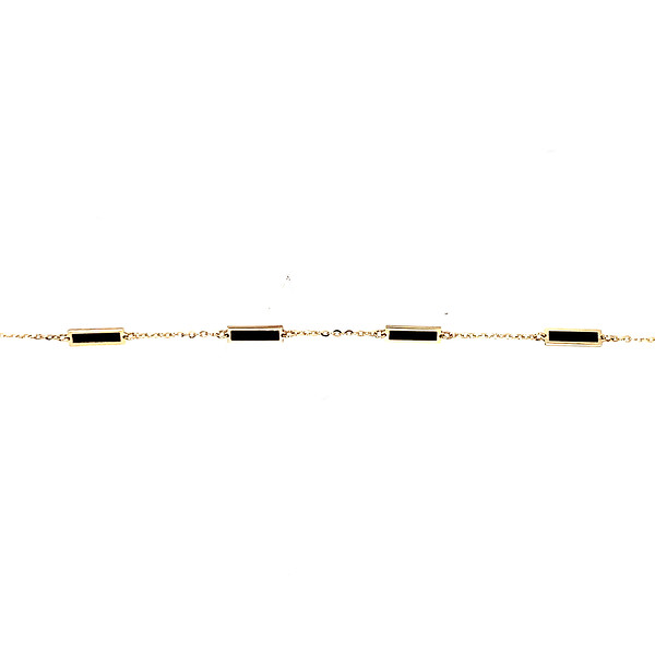 14k Yellow Gold Black Onyx Bar Bracelet