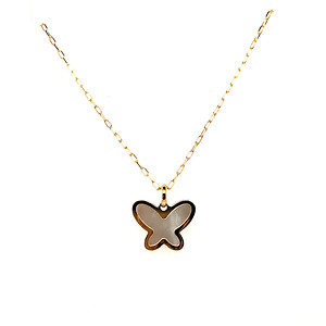 Yellow Gold Mother of Pearl Butterfly Necklace