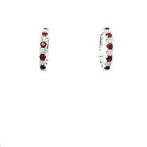 Ruby and Diamond Hoop Earrings