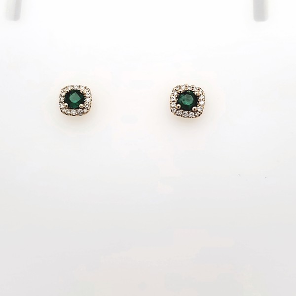 Emerald and Diamond Halo Earrings