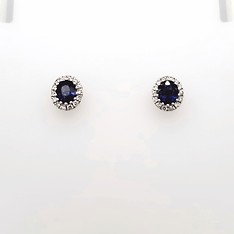 Sapphire and Diamond Halo Earrings