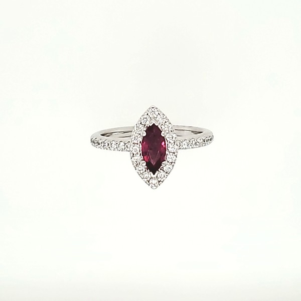 Ruby and Diamond Halo Ring