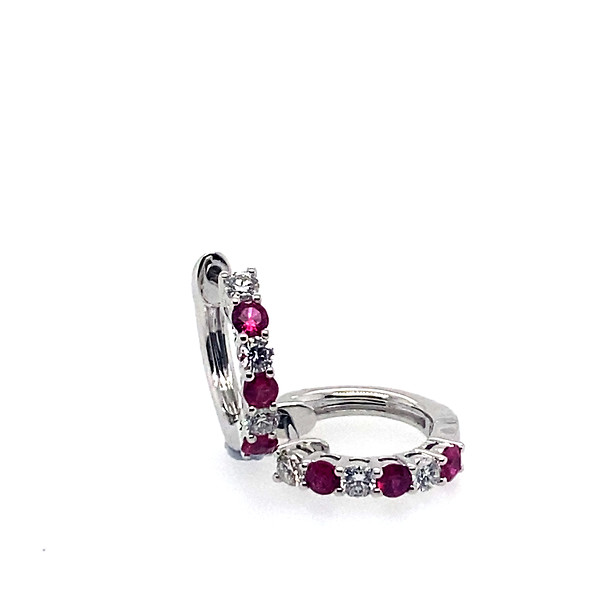 Ruby and Diamond Hoop Earrings