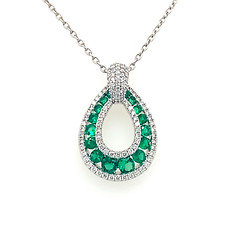 Emerald and Diamond Pear Shape Pendant