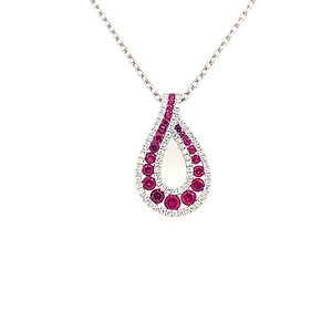 Ruby and Diamond Pear Shape Pendant